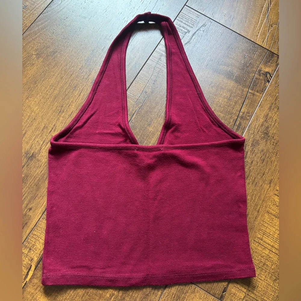 Brandy Melville Burgundy/Red Halter Crop Top - Picture 2 of 4
